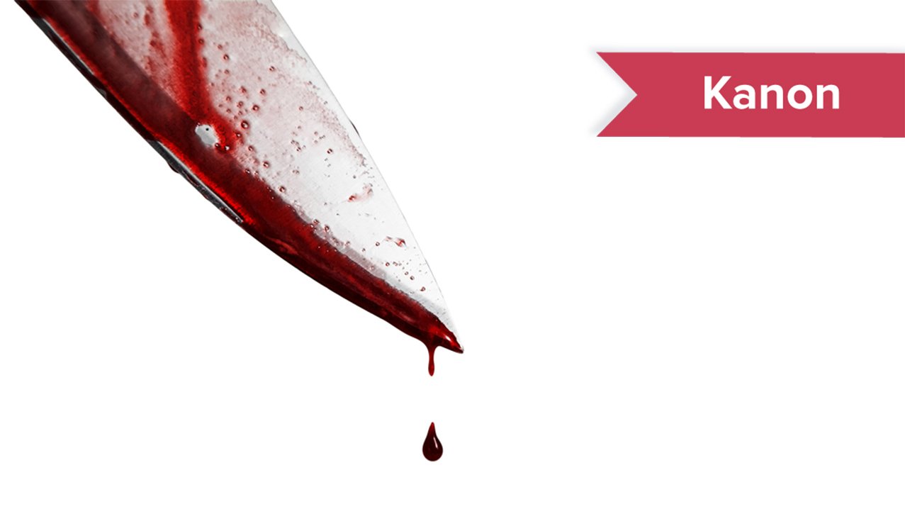 En bloddryppende kniv og